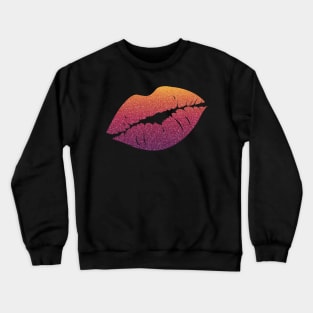 Dark Sunset Ombre Faux Glitter Lips Crewneck Sweatshirt